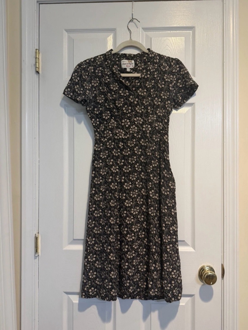 HVN MADE WITH TENDER LOVING CARE Black Floral Silk Dress 2